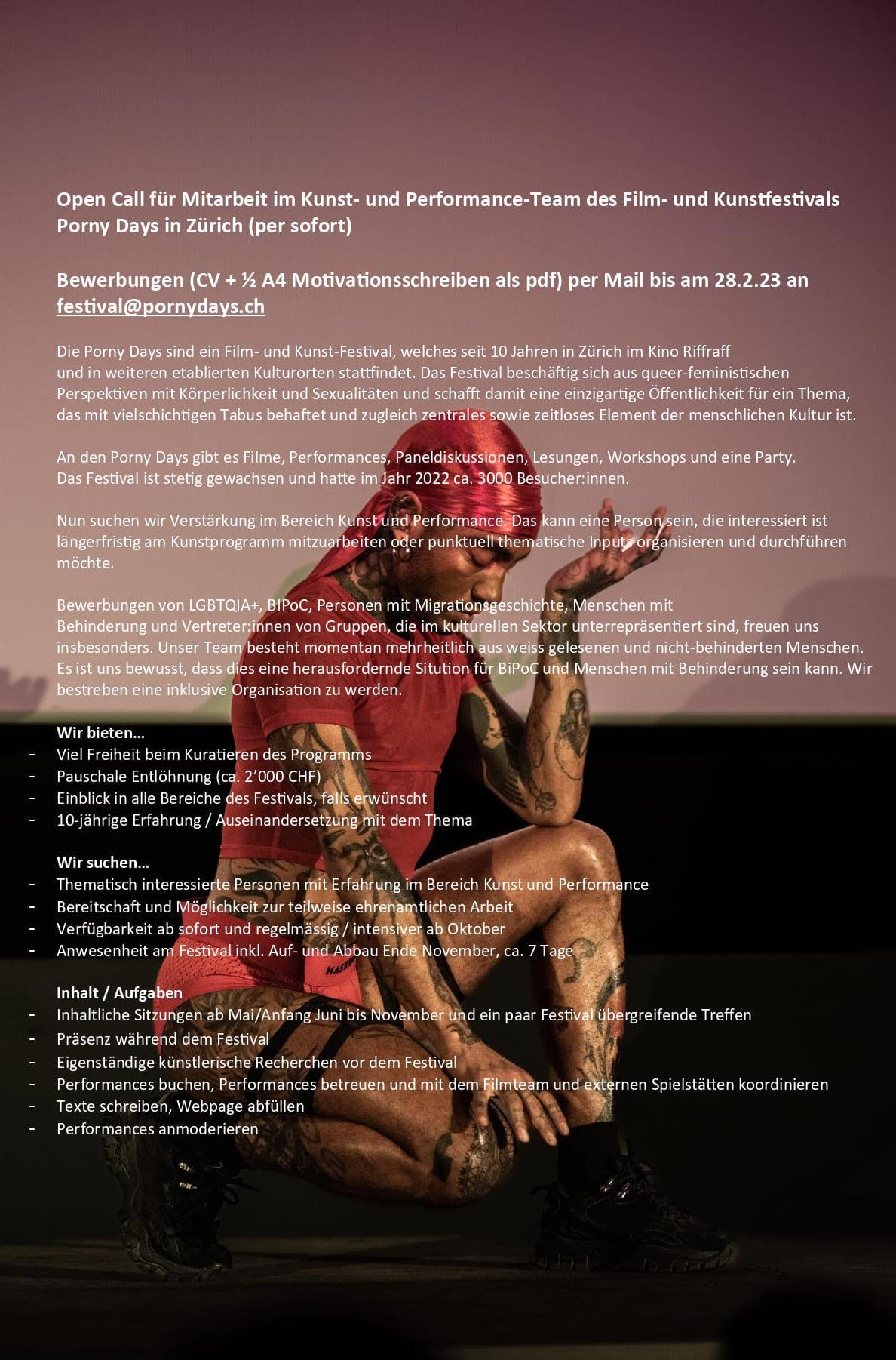 Ausschreibung Mitarbeit Kunstprogramm